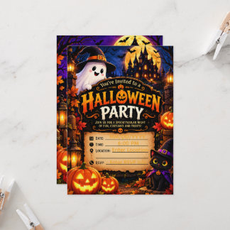 Süße Halloween-Party-Einladungsvorlage | Gruselig Einladung