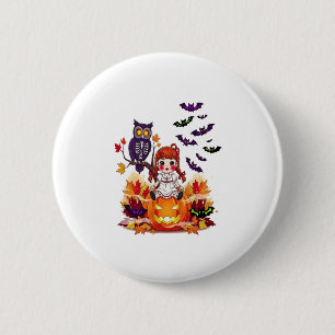 Süße Halloween-Puppe Eule Button