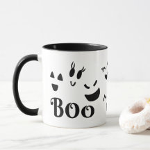 Süße Halloween schwarz-weiße BOO-Geister-Gesichter