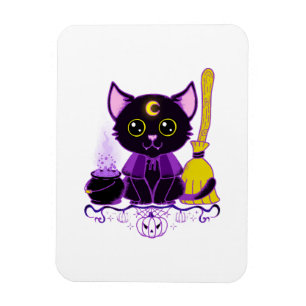 Süße Halloween-Schwarze-Katze-Hexe Magnet