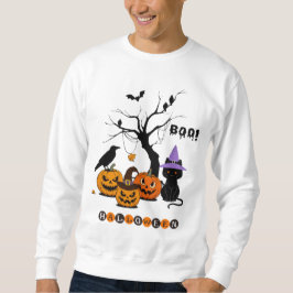 Süße Halloween-Schwarze-Katze mit Kürbissen Sweatshirt