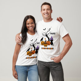 Süße Halloween-Schwarze-Katze mit Kürbissen T-Shirt