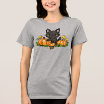 Süße Halloween-Schwarze Katze Orange Kürbisse