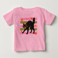 Süße Halloween-Schwarze Katze Rosa Grüne Streifen