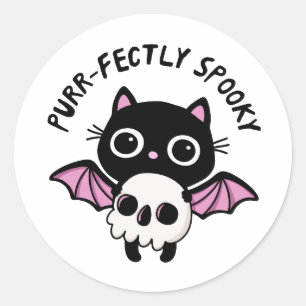 Süße Halloween-Schwarze Katze Runder Aufkleber