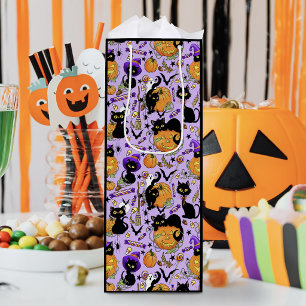 Süße Halloween-Schwarze Katzen Kürbisse Süßigkeite Geschenktüte Für Weinflaschen