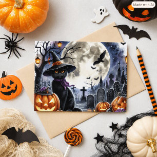 Süße Halloween-Schwarzkatze-Postkarte Postkarte