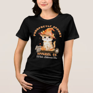Süße Halloween-Stimmung Kitty-Hexenhut Purrfekt Tri-Blend Shirt