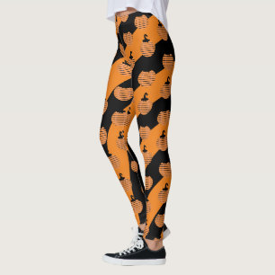 Süße Halloween-Streifen-Kürbisse Schwarz Orange Leggings