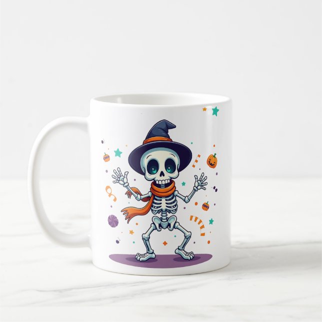 Süße Halloween tanzende Skelett-Tasse Kaffeetasse (Links)