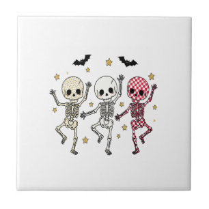 Süße Halloween tanzende Skelette Fliese