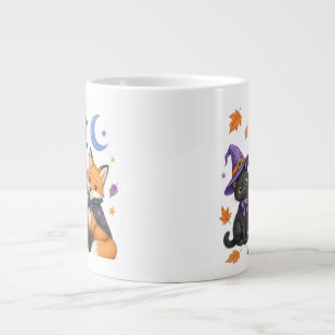Süße Halloween-Tiere - Hexe schwarze Katze Eule Fu Jumbo-Tasse