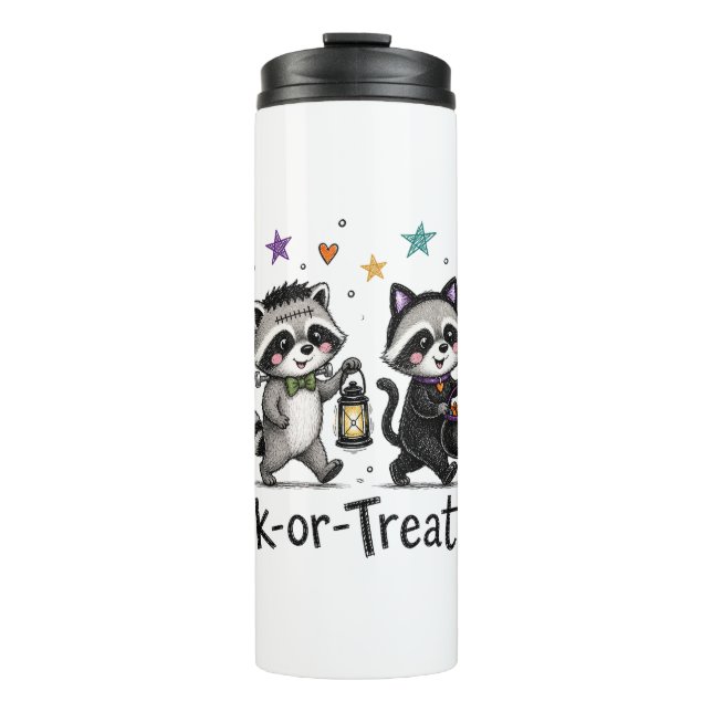 Süße Halloween-Waschbären-Streich-oder-Überraschun Thermosbecher (Vorderseite)