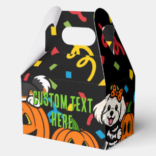Süße Halloween-Welpen Kürbisse Schwarze Benutzerde Geschenkschachtel