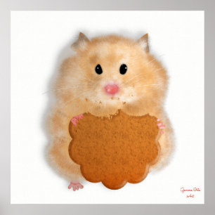 Süße Hamster-Biskuit-Kunst-Illustration. Poster