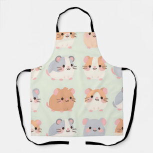 Süße Hamstergesichter Kawaii Pastell-Muster Schürze
