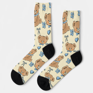 Süße handgezeichnete braune Teddybären nahtloses M Socken