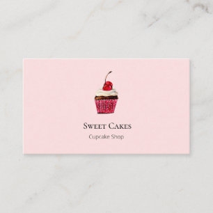 Süße handgezeichnete Cupcake-Bäckerei rosa Visitenkarte