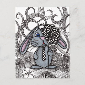 Süße handgezeichnete Hase Kaninchen Zen Doodle Ein Einladungspostkarte