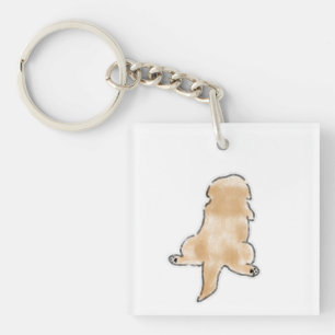 Süße handgezeichnete Hunde-Sploot-Ansicht von hint Schlüsselanhänger