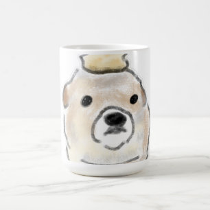 Süße handgezeichnete Illustration eines Hundes mit Kaffeetasse
