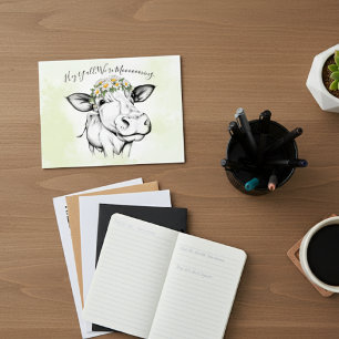 Süße handgezeichnete Kuh-Daisy-Umzugsankündigung Postkarte