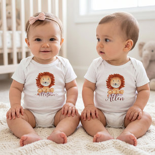 Süße handgezeichnete Löwen personalisierte Kinder Baby Strampler