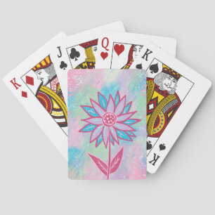 Süße handgezeichnete Pastell-Blume Spielkarten
