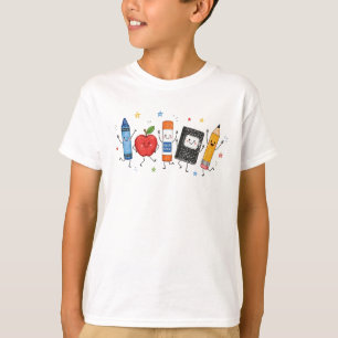 Süße handgezeichnete Schulsachen-Gruppe T-Shirt
