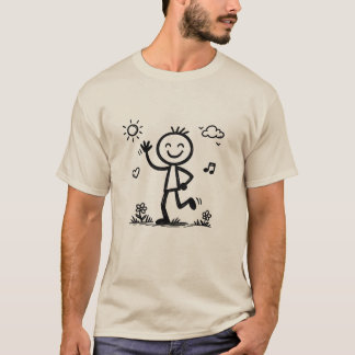 Süße handgezeichnete Stickfigur-Doodle-Aufkleber T-Shirt