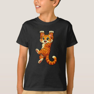 Süße hängende orange Tabby-Katze Kinder T-Shirt