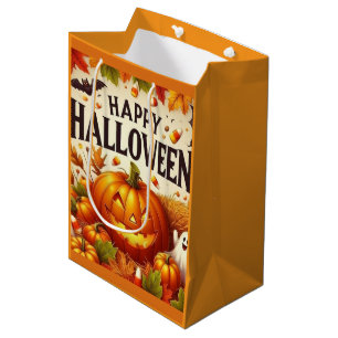 Süße Happy Halloween Kürbis und Geist Geschenktasc Mittlere Geschenktüte