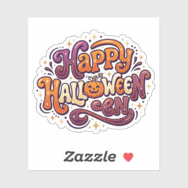 Süße Happy Halloween Typografie Kürbis Retro Aufkleber