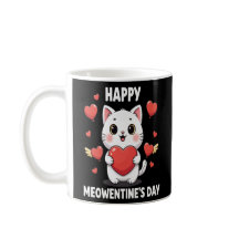 Süße Happy Meowentine’s Day Kaffeetasse für Katzen
