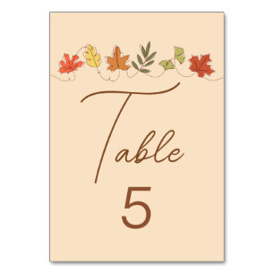 Süße Happy-Thanksgiving-Blätter benutzerdefinierte Tischnummer