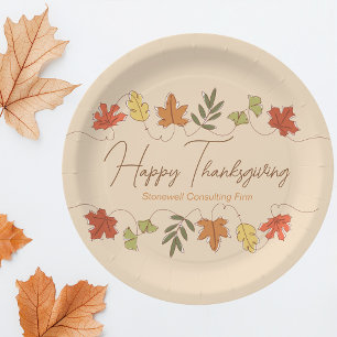 Süße Happy-Thanksgiving-Blätter personalisierte Pa Pappteller