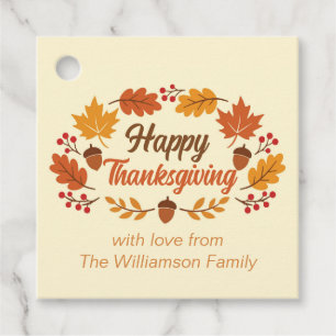 Süße Happy-Thanksgiving-Blattkranz benutzerdefinie Geschenkanhänger