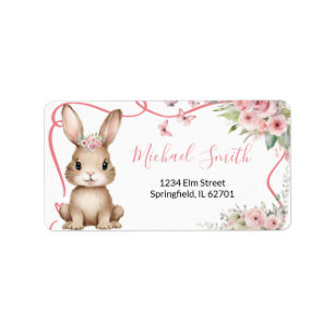 Süße Häschen-Baby-Party-Adresse für Mädchen Rosa F Adressaufkleber