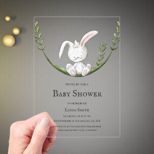 Süße Häschen-Baby-Party geschlechtsneutral Acryleinladungen