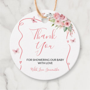 Süße Häschen-Baby-Party Mädchen Rosa Blumen Geschenkanhänger
