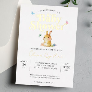 Süße Häschen-Baby-Shower Neutral Folieneinladung