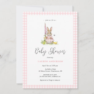 Süße Häschen Blaue Babyparty für Mädchen  Einladung