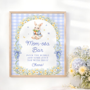 Süße Häschen Blaue Babyparty Mom-osa-Bar Poster