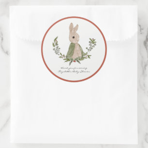 Süße Häschen-Dankeschön-Baby-Party-Favor-Sticker Runder Aufkleber