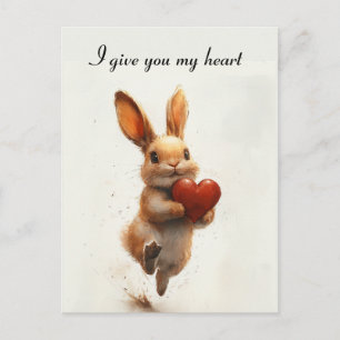 Süße Häschen-Herz-Sprung-Valentins-Kunst Postkarte