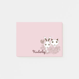 Süße Häschen Katzen Tierfreunde Rosa Mädchen Kinde Post-it Klebezettel