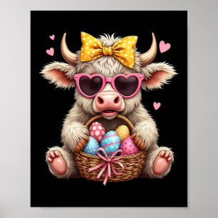 Süße Häschen-Kuh Retro-Bauer Western-Ostertag Poster