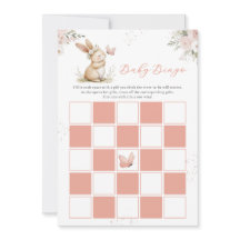 Süße Häschen Mädchen Baby Shower Baby Bingo Karte