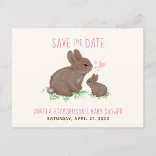 Süße Häschen Mädchen Baby Shower Save The Date Ankündigungspostkarte