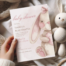 Süße Häschen-Wasserfarbe Rosa Baby Shower